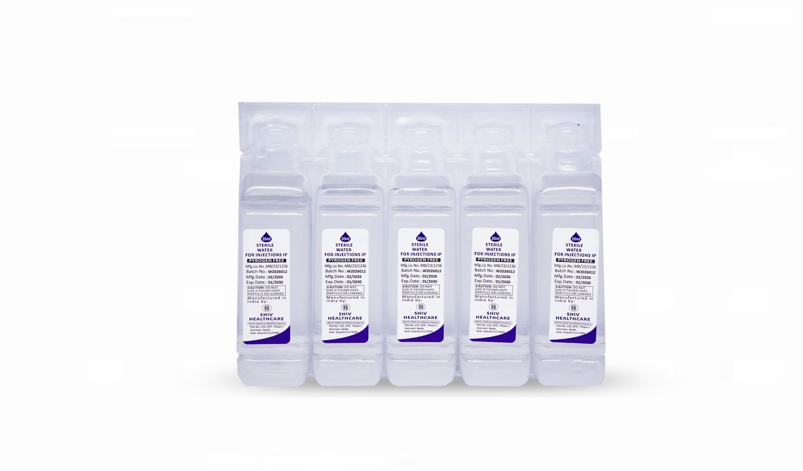 Sterile Water for Injection or Sodium Chloride Injection, 20 ml pack