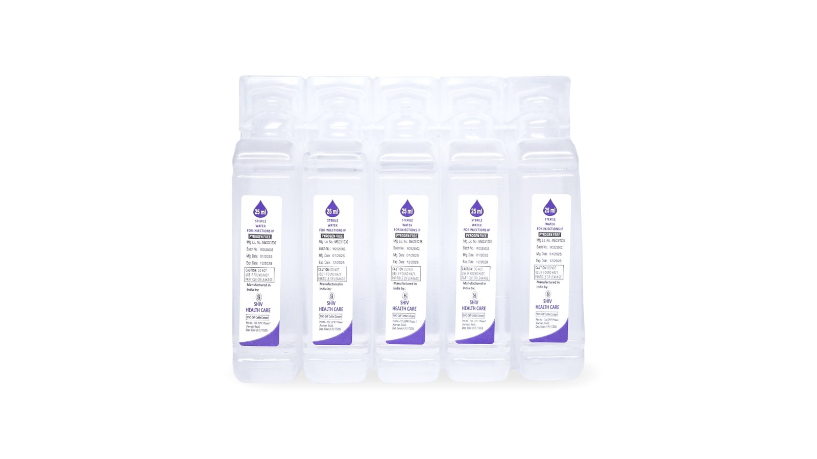 Sterile Water for Injection or Sodium Chloride Injection, 25 ml pack