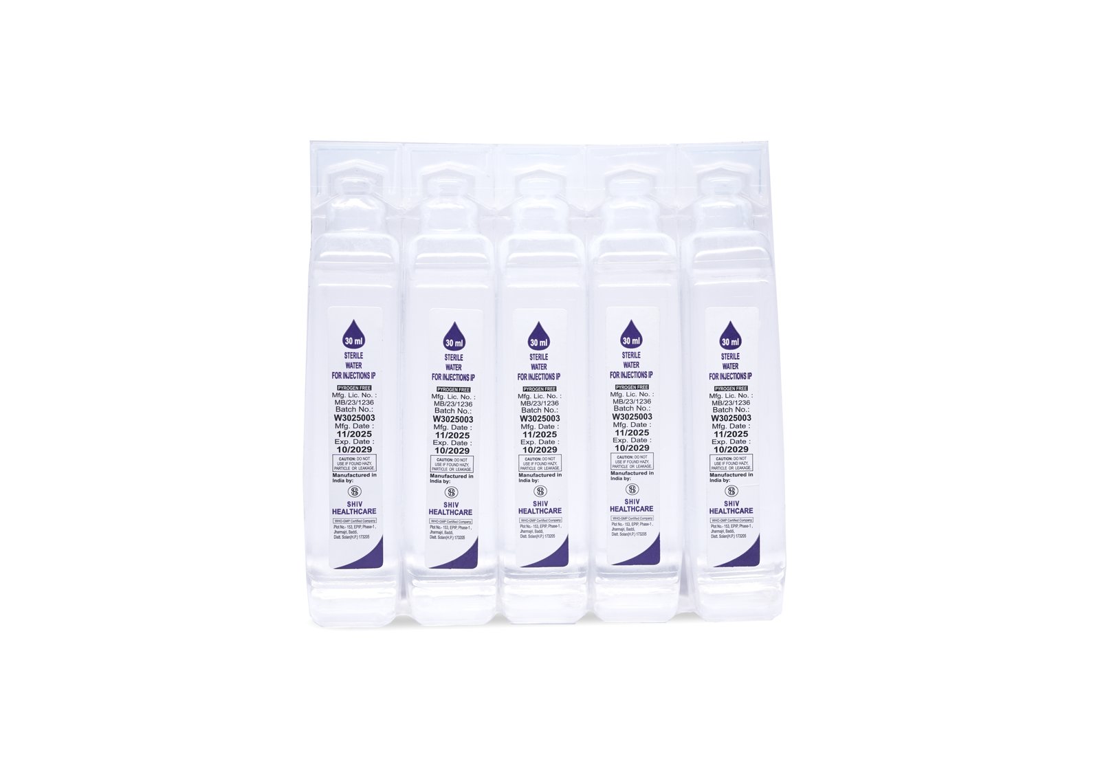 Sterile Water for Injection or Sodium Chloride Injection, 30 ml pack