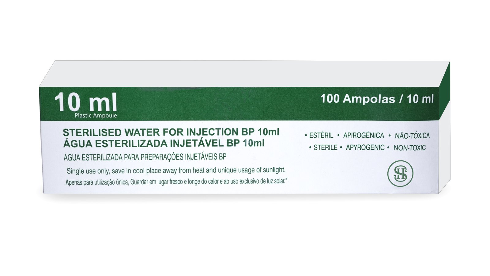 Sterilised Water for Injections BP, 10 ml export carton